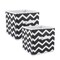 Contemporary Home Living Set of 2 Black Nonwoven Polyester Cube Storage Bin with Chevron Design 11"